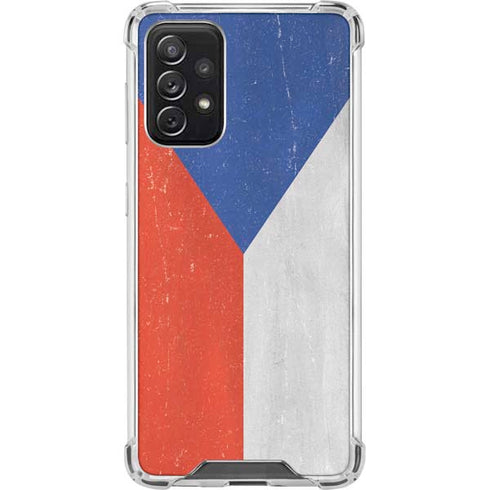 Czech Republic Flag Distressed Galaxy A72 5G Clear Case